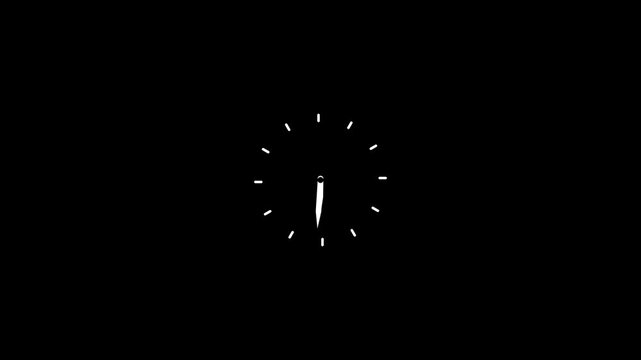 Clock spinning on transparent background with alpha channel. Stopwatch animation. watch animation. Clock icon flat style 24 hours day fast speed with moving timer clock