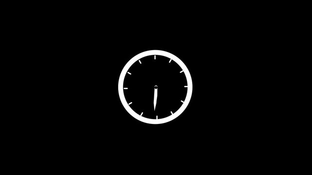 Clock spinning on transparent background with alpha channel. Stopwatch animation. watch animation. Clock icon flat style 24 hours day fast speed with moving timer clock