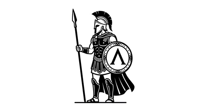 Ancient Greek Warrior Illustration.
