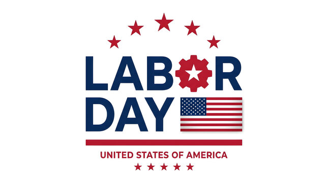 Labor Day celebration with diverse workers and festive decorations. Patriotic holiday event honoring workers' contributions.
