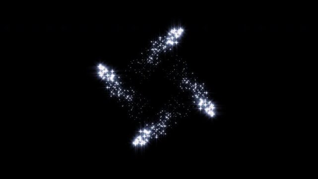Glowing white magic light stars line effect, magic dust, pixie dust path, christmas stars isolated on black screen, luxury white glitter sparkles star trail, fairy sparkle burst, 4k video