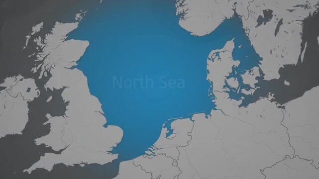 North sea geographic map representation a digital illustration ocean