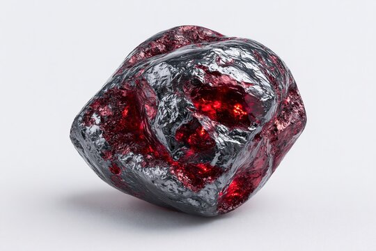 Red Ruby Crystal in Black Matrix