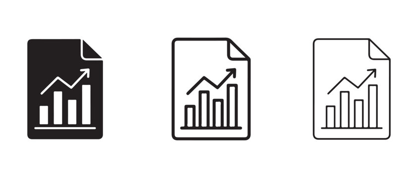 document icons displaying upward trending bar charts and graphs for presentations or reports