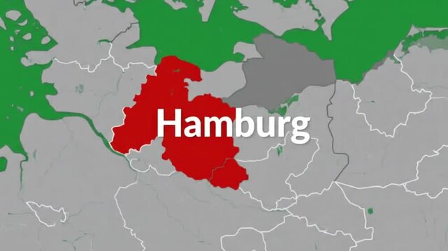 Map of hamburg region highlighted in red a digital illustration