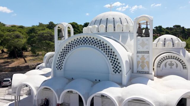 Aerial Orbit of Saint Seraphim and Prophet Elijah Church in Penteli Greece