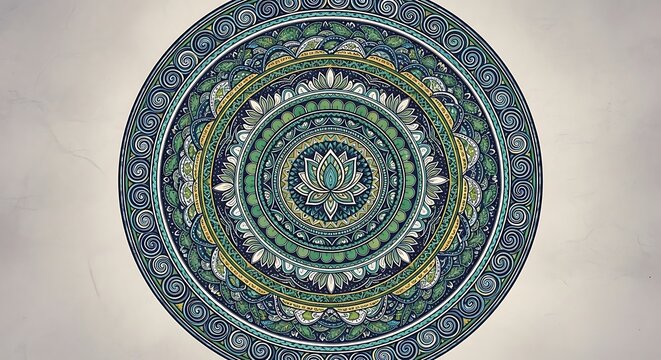 Intricate circular floral mandala pattern with traditional mosaic style