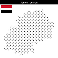 Fototapeta premium Map of Yemen region ad-Dali' in small cross shaped dots