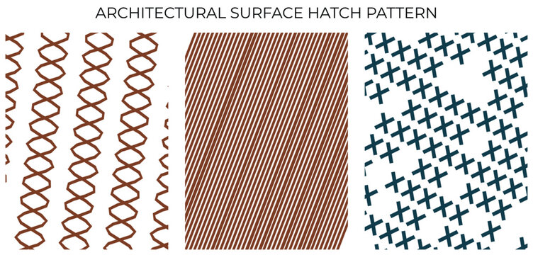 Set of architectural surface hatch patterns for construction drawings and digital design drafting projects