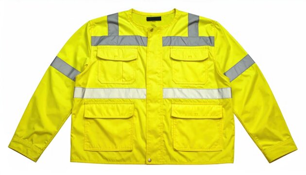 High Visibility Yellow Safety Jacket with Reflective Strips.