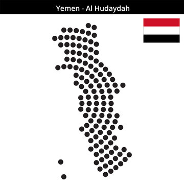 Map of Yemen region Al-Hudaydah in concentric large dots