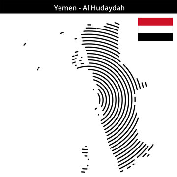 Map of Yemen region Al-Hudaydah in concentric medium size outlines