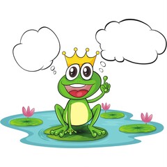 Fototapeta premium Cute Frog Prince Cartoon Vector Illustration