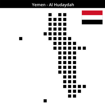 Map of Yemen region Al-Hudaydah in larger square dots