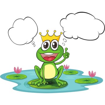 Cute Frog Prince Cartoon Vector Illustration