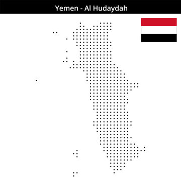 Map of Yemen region Al-Hudaydah in small size square dots