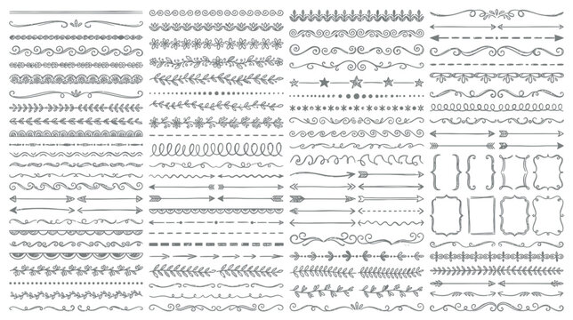Hand-Drawn Decorative Flourishes and Borders Collection
