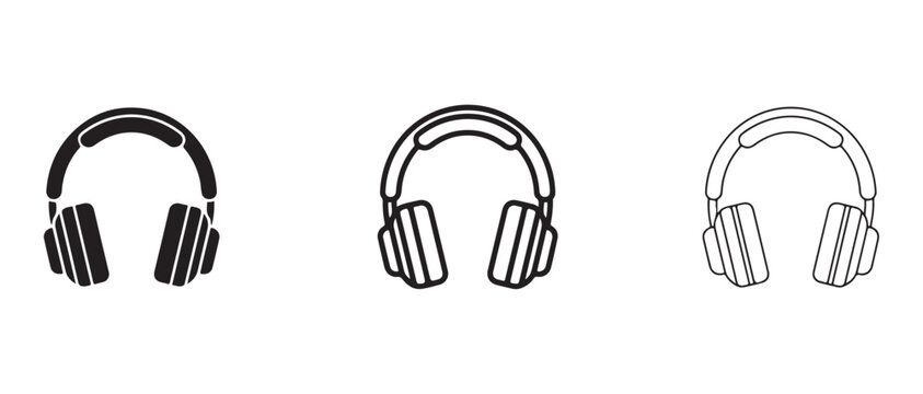 overear headphones design variations illustrated in simple line art style
