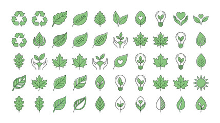 Fototapeta premium Eco Friendly Symbols and Leaf Illustrations Collection