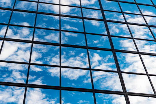 Business skyscraper building. Architectural building business area. Glass skyscraper. City architecture. Architecture of office building. Perspective skyscraper. Commercial architecture