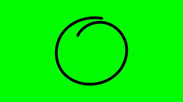 Hand Drawn Circle Highlight Animation on Green Screen, Bold Black Marker Ring Appearing Around Important Text or Object for Video Editing, Tutorials, Presentations, Social Media and Chroma Key