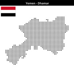 Fototapeta premium Map of Yemen region Dhamar in medium size square dots