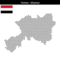 Fototapeta premium Map of Yemen region Dhamar in medium sized cross shaped dots