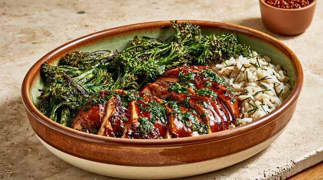 Chicken Teriyaki Rice Bowl AI Generative
