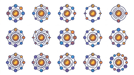 Colorful Atomic Structure Patterns in Circular Designs. © Jefri