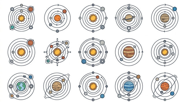 Colorful Atomic Structure Diagrams Collection.