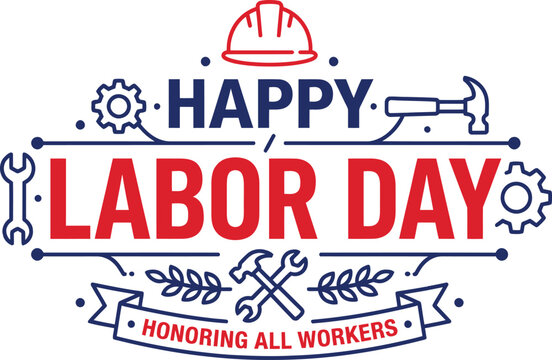 Happy labor day celebrating american workers with patriotic design tools illustration