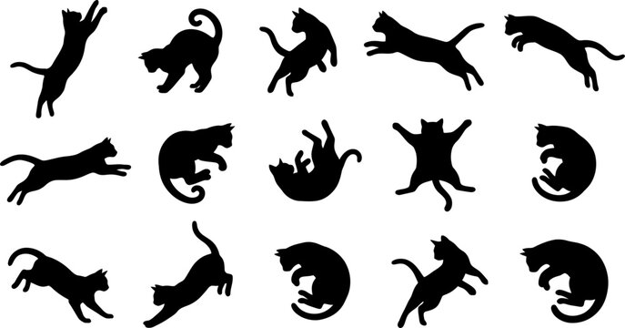 Halloween Black Cat Jumping Silhouette Bundle SVG PNG DXF EPS For Cricut Sublimation Laser Cutting Vinyl T Shirt Digital Download