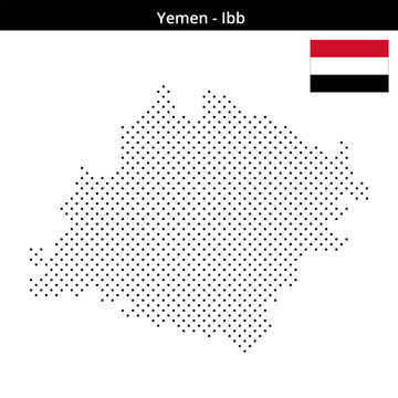 Map of Yemen region Ibb in small cross shaped dots