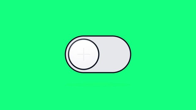 Animated ui toggle switch button turning on and off, minimalist flat for mobile app interface and web development
