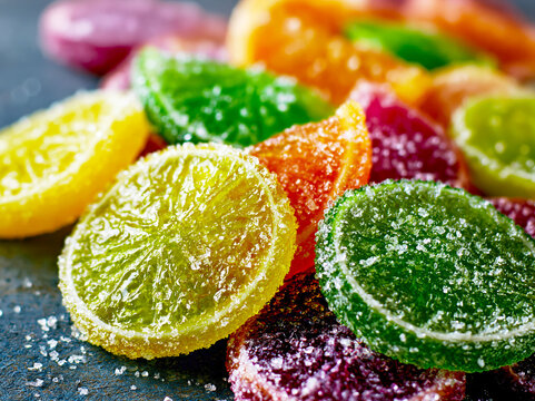 Sugared Candied Citrus Slices Assortment Close Up &ndash; AI Generative