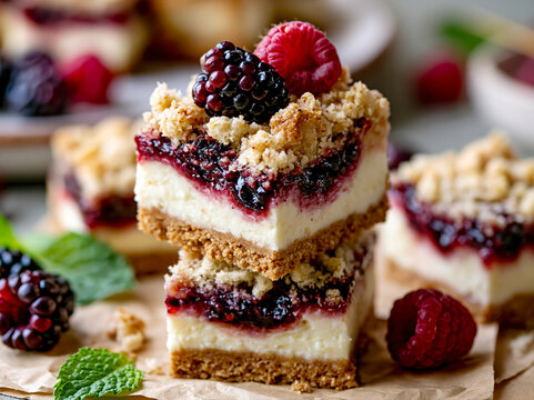 Berry Cheesecake Crumble Bars AI Generative