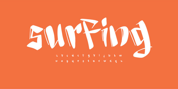 Youth Font Youthful Alphabet for Skater Quotes. Marker Graffiti Street Art Letter Set Dynamic Bold Strokes. Spirited Expressive Headline, Urban Fonts Design. Vector typeset