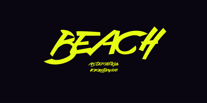 Beach Youth Font Youthful Alphabet for Skater Quotes. Marker Graffiti Street Art Letter Set Dynamic Bold Strokes. Spirited Expressive Headline, Urban Fonts Design. Vector typeset