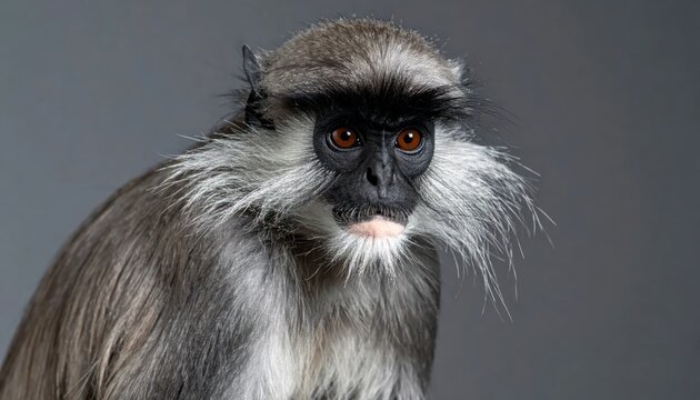 Close-up Portrait of a Majestic Colobus Monkey with Striking Red Eyes.