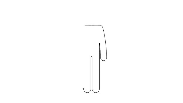 Minimalist line drawing of human figure forming on plain white background.