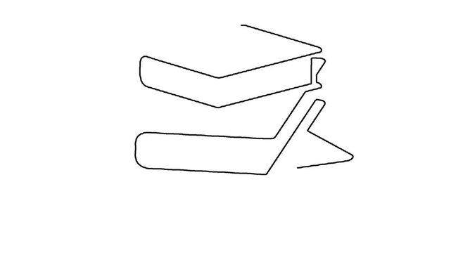 Minimalist continuous line drawing animation of a stack of three books.