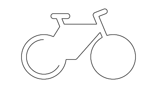 Bicycle line drawing animation on white background showing assembly.