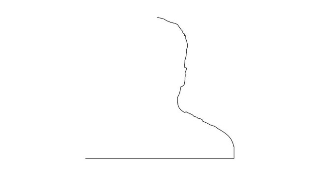 Minimalist continuous line drawing animation of a male head profile icon.