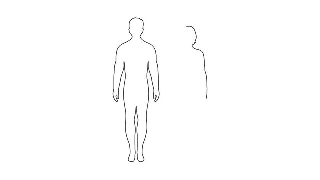 Minimalist continuous line art animation of male and female human figures.