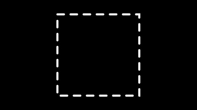 White dashed line square border outline isolated on a transparent background graphic design copy space box