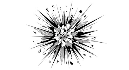 Fototapeta premium Black and white radial burst design graphic.
