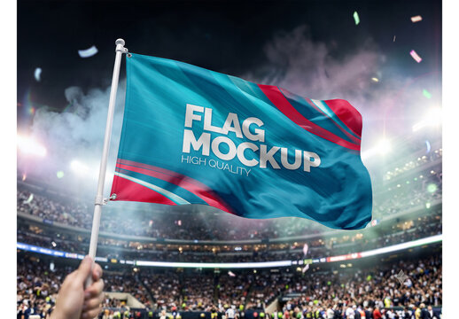 Waving Flag Mockup Template for Merchandise Display and Promotion
