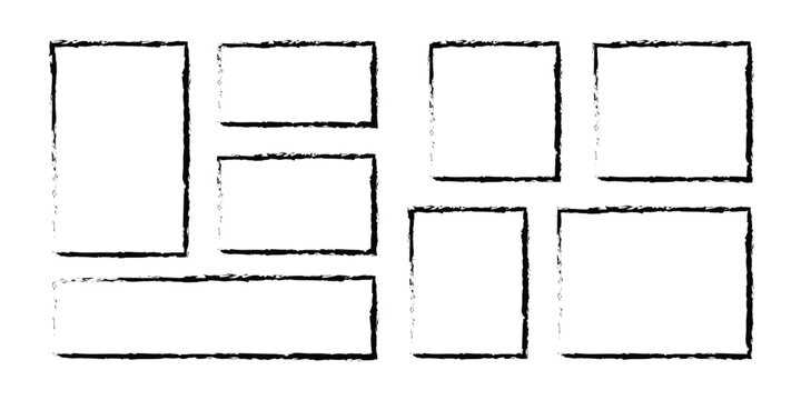 Grunge Rectangle Shapes Collection with Rough Distressed Geometric Blocks Vector Illustration EPS 10