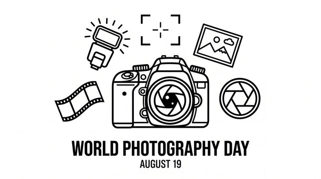 World photography day illustration with camera icons