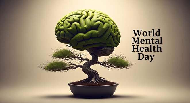 Brain tree concept for world mental health day awareness campaign